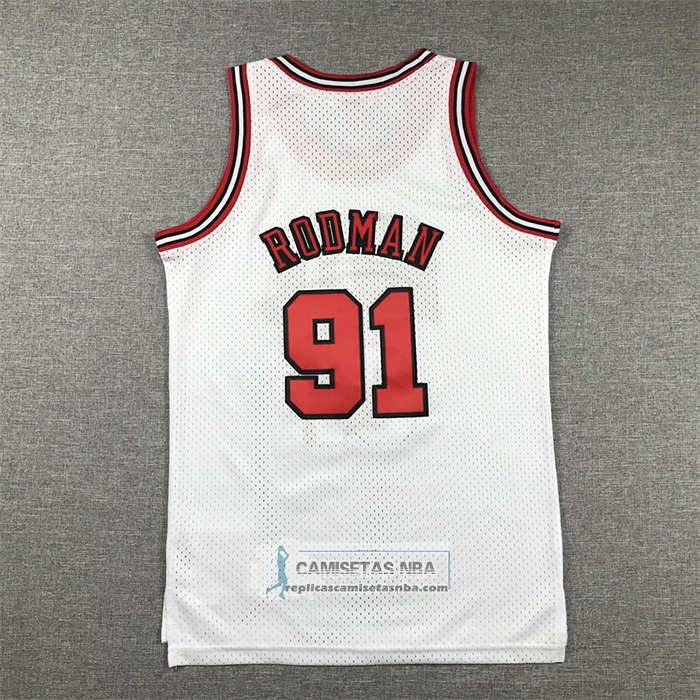Camiseta Nino Chicago Bulls Dennis Rodman NO 91 Mitchell & Ness 1997-98 Blanco